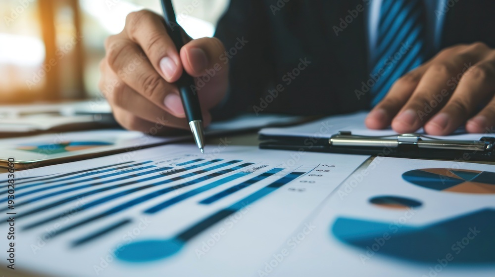 Analysis working with the latest financial results. of sales forecast graphs, financial accounting with hand writing Abstract digital effect for background Analysis working with the latest financial results. of sales forecast graphs, financial accounting with hand writing Abstract digital effect for background