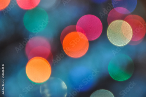 Colorful bokeh lights from Christmas lights colorful background rainbowy photo