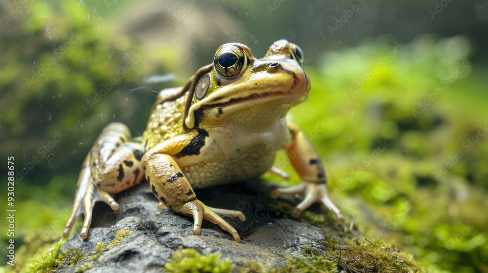Frog in its natural habitat, illustrating the study of amphibians in biology and nature Frog in its natural habitat, illustrating the study of amphibians in biology and nature