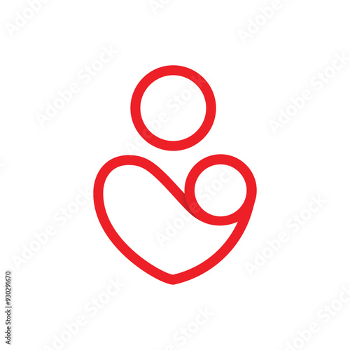 Mom and baby logo identity and icon symbol