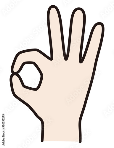 手のベクターイラスト。ハンドサイン、指、線、OK、お金