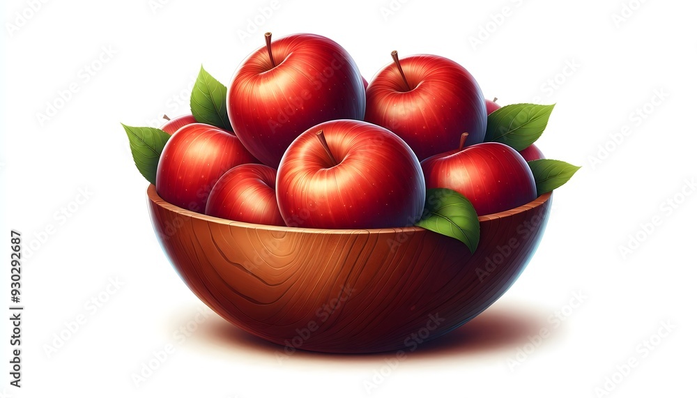 red apples in a wooden bowl isolated on a white background red apples in a wooden bowl isolated on a white background