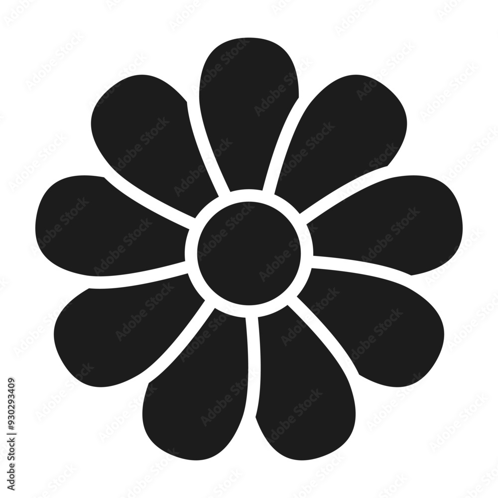 Black Glyph Flower Icon Vector Illustration Black Glyph Flower Icon Vector Illustration