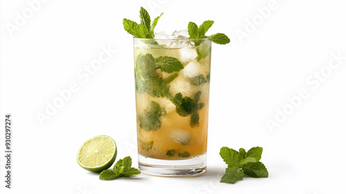 mojito cocktail isolated on white background