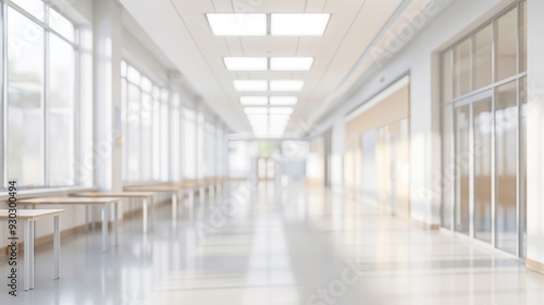 Spacious  bright  and modern empty hallway with large windows and minimalistic design  filled with natural light.