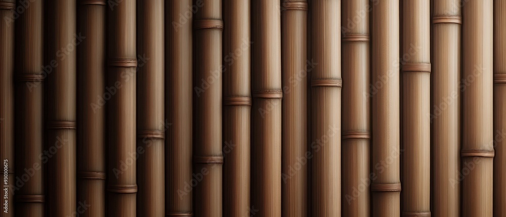 Fototapeta premium Close-up of a Smooth Brown Bamboo Wall