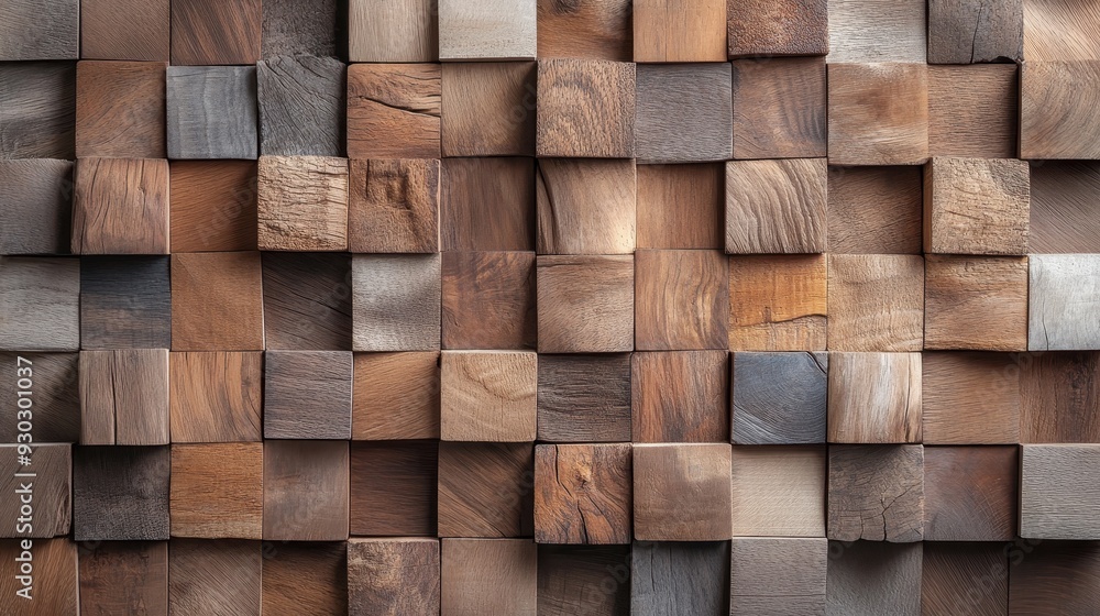 A visually complex texture created by an arrangement of assorted wooden cubes, offering a warm, natural, and appealing design element that highlights craftsmanship and detail. A visually complex texture created by an arrangement of assorted wooden cubes, offering a warm, natural, and appealing design element that highlights craftsmanship and detail.