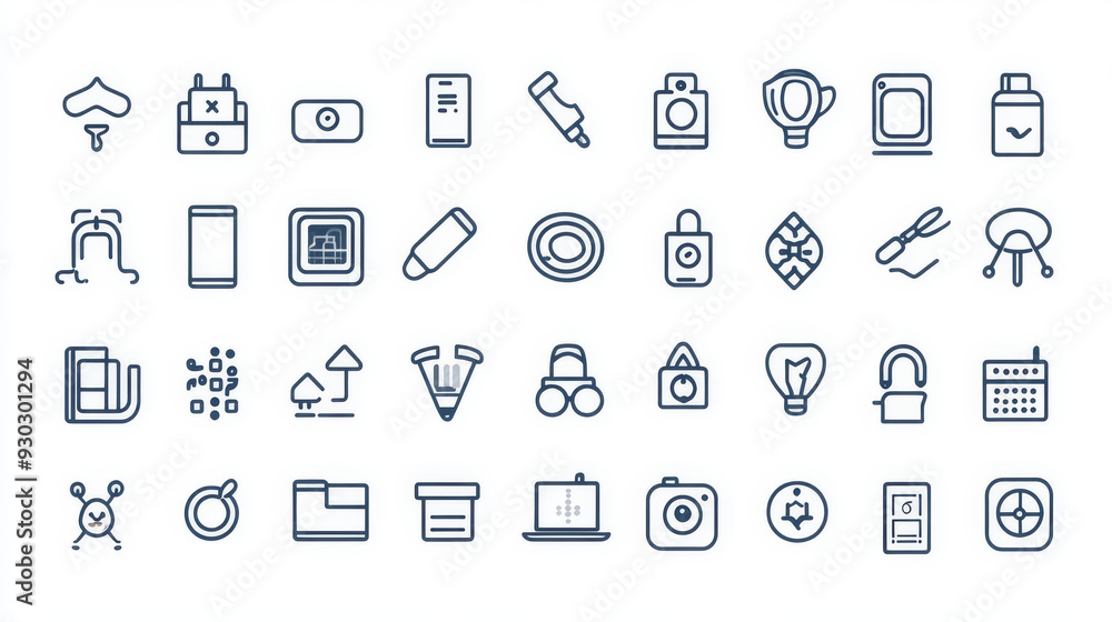 A set of vector thin line mini icons, designed with simple outlines and a 24x24px grid. Pixel-perfect and featuring editable strokes. A set of vector thin line mini icons, designed with simple outlines and a 24x24px grid. Pixel-perfect and featuring editable strokes.