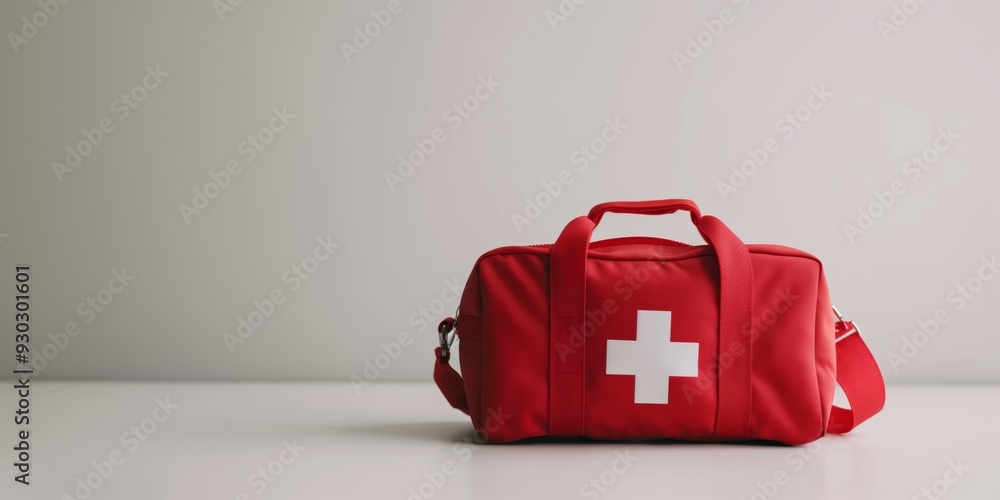 Fotografie A red bag with a white cross on it