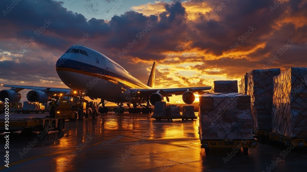 A large airplane is parked on the tarmac with a group of people around it A large airplane is parked on the tarmac with a group of people around it
