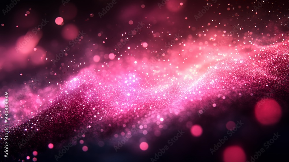 A vibrant abstract representation of shimmering particles and waves in shades of pink and purple. A vibrant abstract representation of shimmering particles and waves in shades of pink and purple.