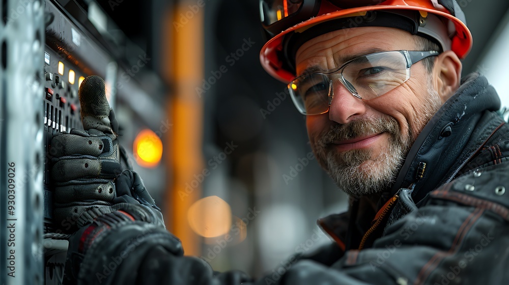 An Electrician Giving A Thumbs Up While Wearing Insulated Gloves A An electrician giving a thumbs up while wearing insulated gloves a