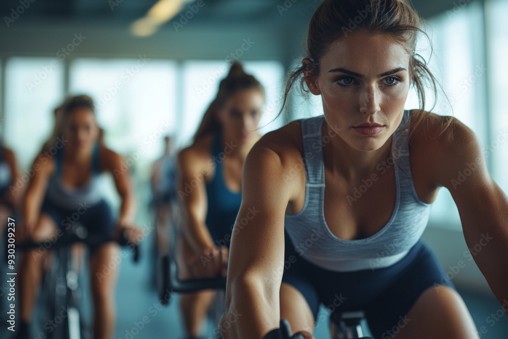 Fototapeta premium Spinning Class in Action Photos Depicting Fitness