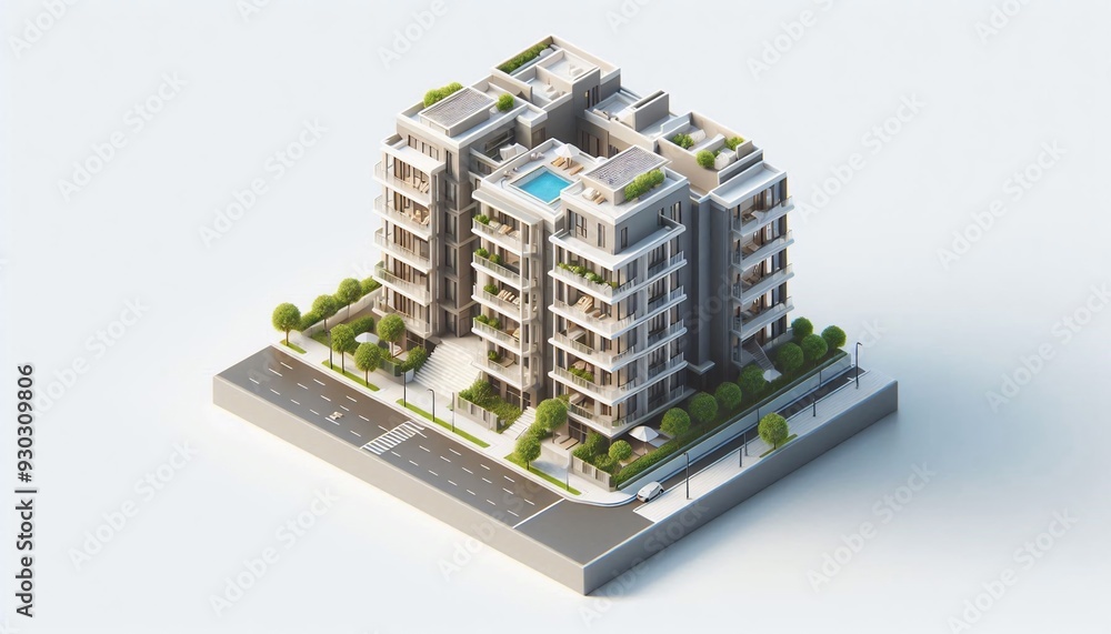 A rendering of a building 