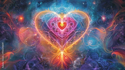 soul opening heart center by Alex Gray cosmic heart, AI Generative