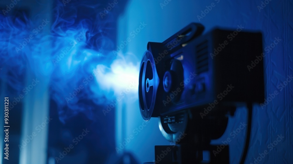 Blue Smoke and a Projector in a Dark Room Blue Smoke and a Projector in a Dark Room