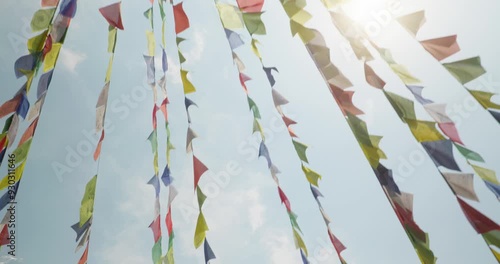 buddhist prayer flags in nepal tibet