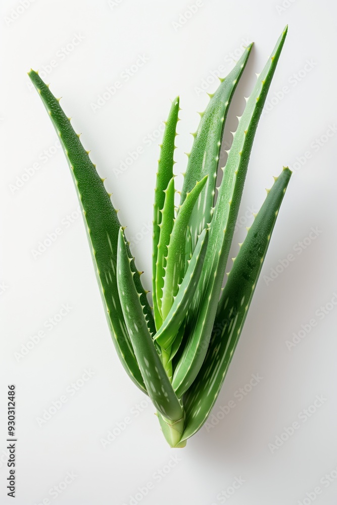 A green plant with a pointed leaf. The plant is a type of aloe vera A green plant with a pointed leaf. The plant is a type of aloe vera