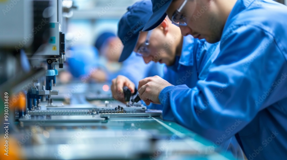 Warranty Service in SMT and Electronics: Two service technicians, full-body view, men, AI Generative Warranty Service in SMT and Electronics: Two service technicians, full-body view, men, AI Generative