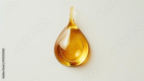 yellow oil drop on white background, AI Generative