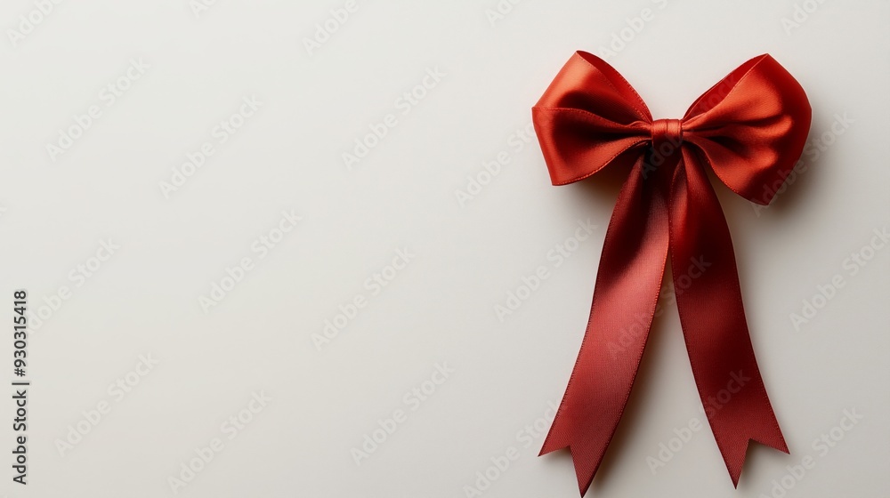 A simple red bow displayed on a light background A simple red bow displayed on a light background