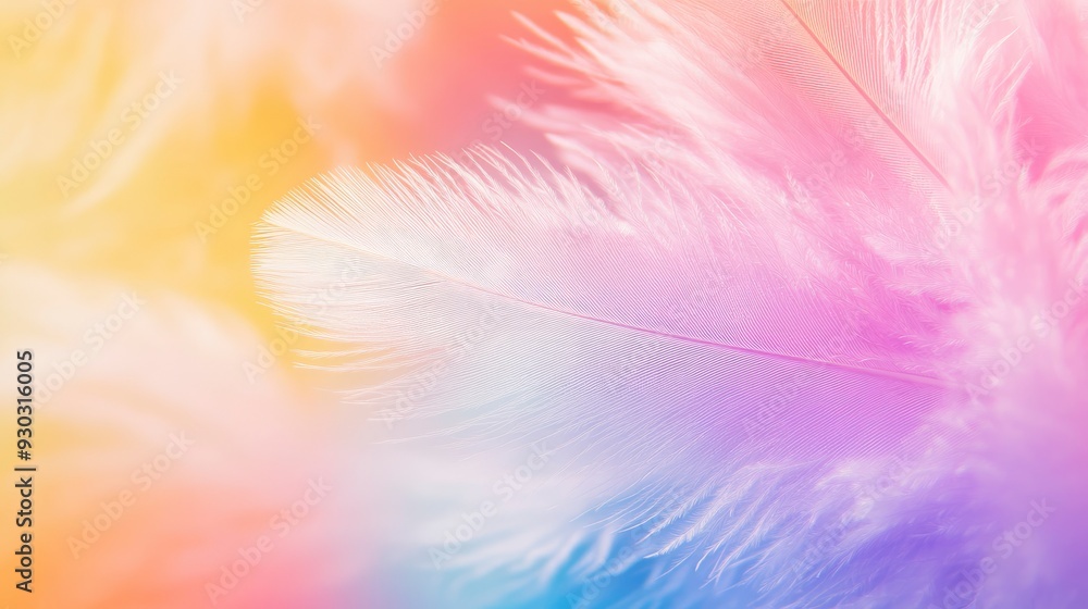 Abstract feather rainbow patchwork background. Closeup image of white fluffy feather under colorful pastel neon foggy mist. Fashion Color Trends Spring Summer 2019 - soft focus , ai Abstract feather rainbow patchwork background. Closeup image of white fluffy feather under colorful pastel neon foggy mist. Fashion Color Trends Spring Summer 2019 - soft focus , ai
