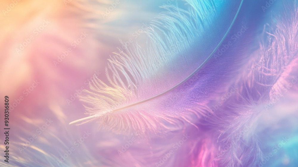 Abstract feather rainbow patchwork background. Closeup image of white fluffy feather under colorful pastel neon foggy mist. Fashion Color Trends Spring Summer 2019 - soft focus , ai Abstract feather rainbow patchwork background. Closeup image of white fluffy feather under colorful pastel neon foggy mist. Fashion Color Trends Spring Summer 2019 - soft focus , ai