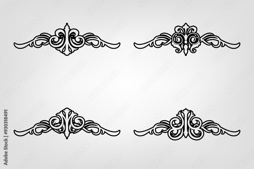 Fototapeta premium Classic Vintage Baroque Victorian Frames Separator Elements Classic Wedding Invitation