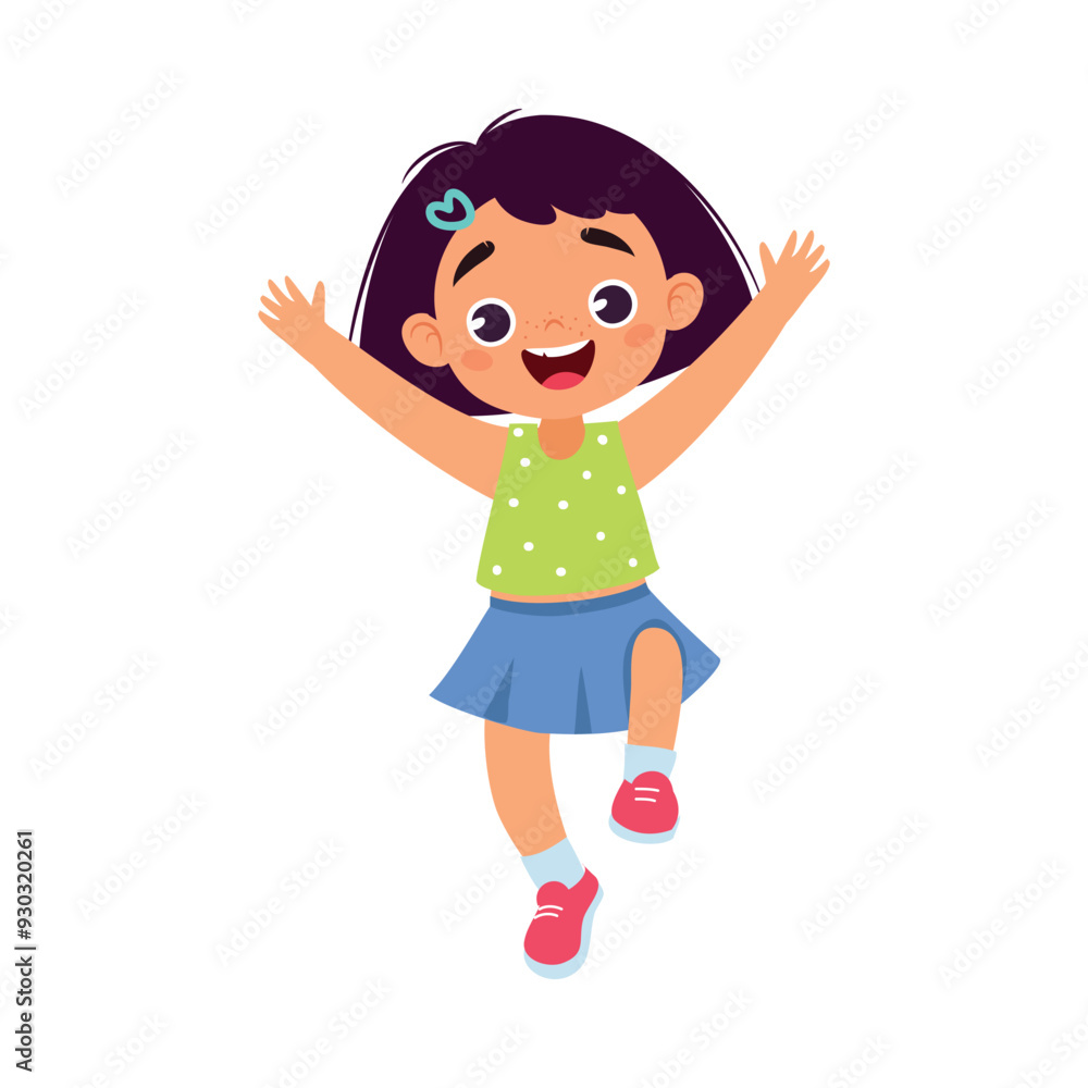 Funny Girl Kid Character Enjoy and Having Fun Vector Illustration Funny Girl Kid Character Enjoy and Having Fun Vector Illustration