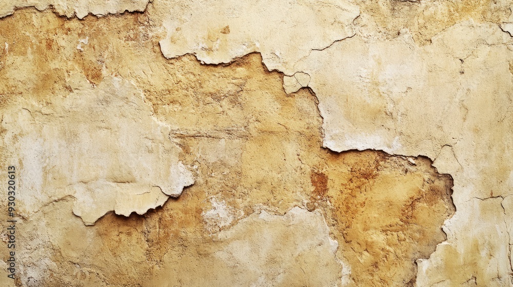 Naklejka premium Abstract Wide Angle Background. Wall building Close up. Rough Surface plaster Texture With Copy Space for design , ai