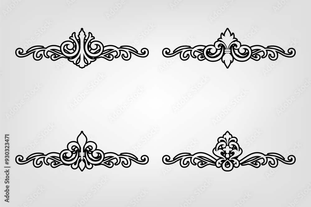 Obraz premium Classic Vintage Baroque Victorian Frames Separator Elements Classic Wedding Invitation