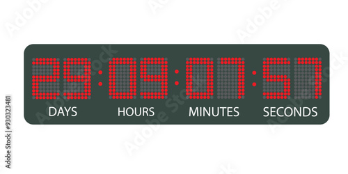Electronic, digital clock numbers icon set.