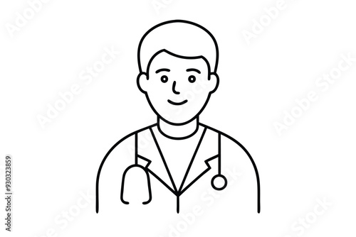 A Doctor line art vector illustration