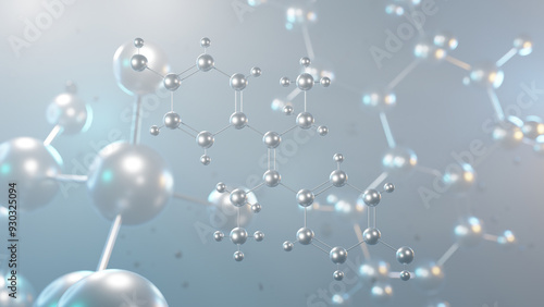 diethylstilbestrol molecular structure, 3d model molecule, nonsteroidal estrogen, structural chemical formula view from a microscope