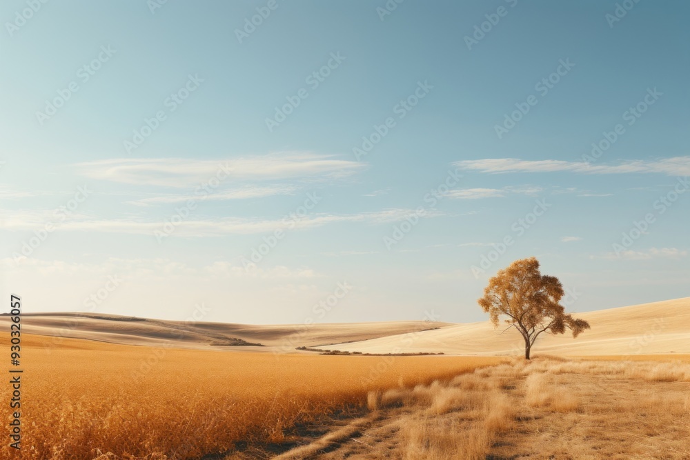 Fototapeta premium Minimal Countryside landscape outdoors horizon.