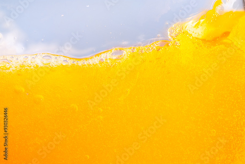 Wallpaper Mural Close up bright orange juice splash texture for health and nature waves, Beautiful waves curve and little bubbles smooth for garphic design and background Torontodigital.ca