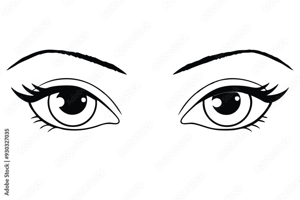 Beautiful Eyes line art vector illustration Beautiful Eyes line art vector illustration