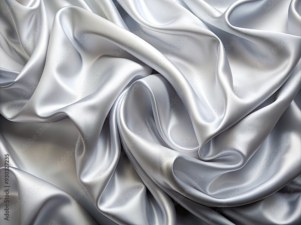 Fototapeta premium Elegant white-gray satin fabric with a subtle silver sheen, featuring a soft, blurred pattern, ideal as a natural and sophisticated panoramic background.