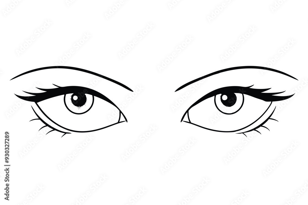 Beautiful Eyes with bru line art vector illustration Beautiful Eyes with bru line art vector illustration