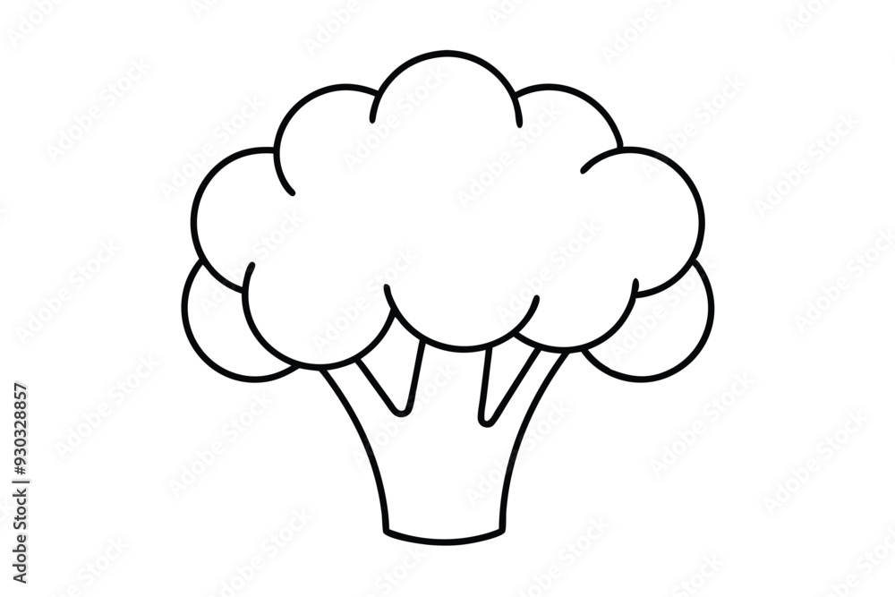 Broccoli slice line art vector illustration Broccoli slice line art vector illustration
