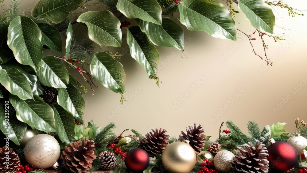 Fototapeta premium a christmas card with a wreath and a christmas tree on it.