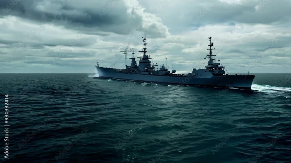 Fleet of Battleships Navigating Stormy Ocean Waves Generative AI Fleet of Battleships Navigating Stormy Ocean Waves Generative AI
