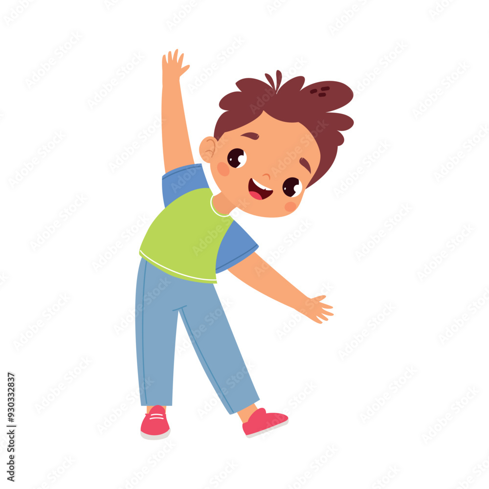 Funny Boy Kid Character Enjoy and Having Fun Vector Illustration Funny Boy Kid Character Enjoy and Having Fun Vector Illustration