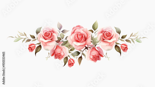 Elegant watercolor pink rose bouquet