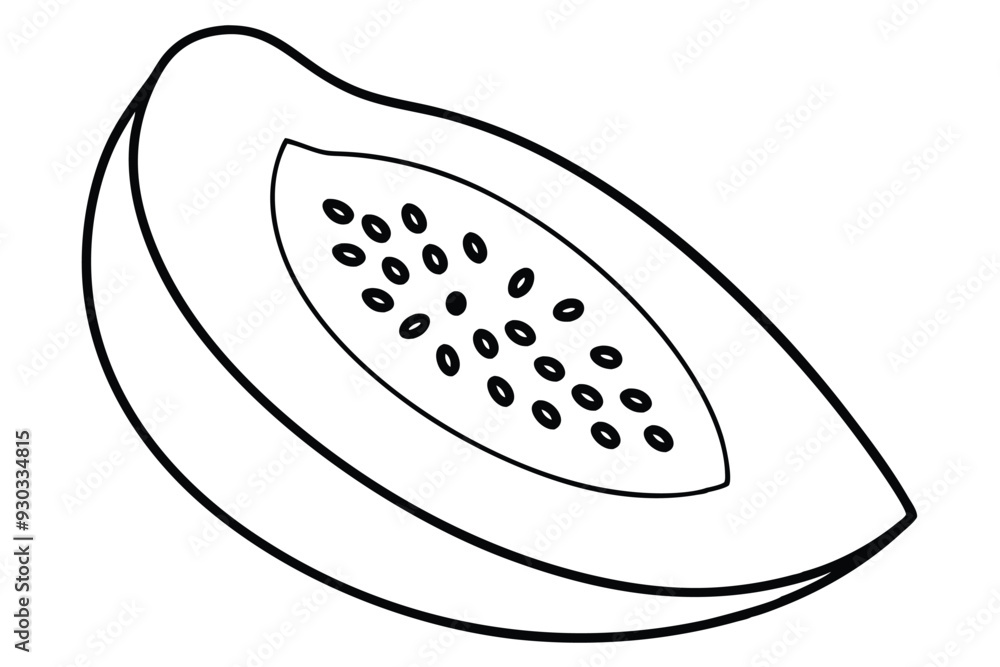 Papaya slice line art vector illustration Papaya slice line art vector illustration