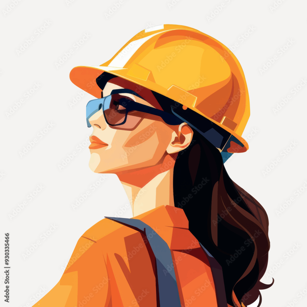 Confident female construction worker illustration Confident female construction worker illustration