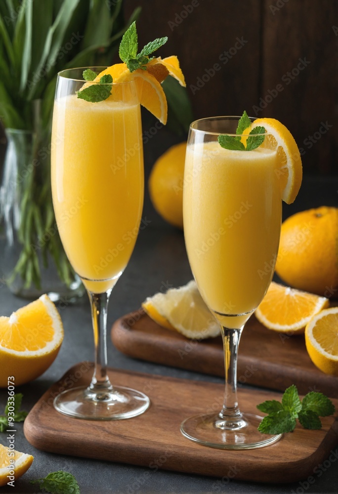 Fototapeta premium Lemonade with lemon wedges and mint