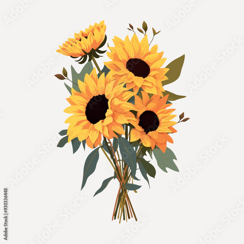 Bright sunflower bouquet illustration