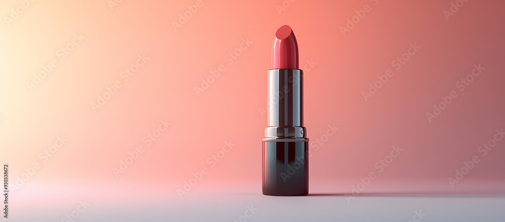 Single High-End Lipstick on Clean White Background with Gentle Shadows, Highlighting Sleek Design and Vibrant Color, Perfect for Beauty Product Presentation Single High-End Lipstick on Clean White Background with Gentle Shadows, Highlighting Sleek Design and Vibrant Color, Perfect for Beauty Product Presentation