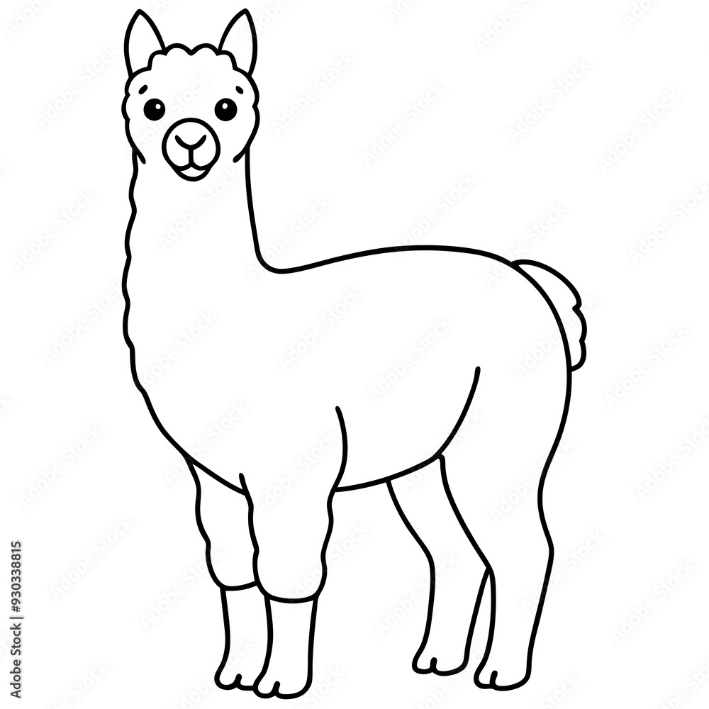 Fototapeta premium Alpaca line art vector illustration